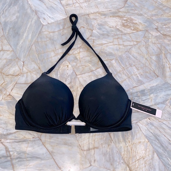 36B VS Bombshell Add-2-Cups Push-Up Bikini Top Swim Black PushUp - Picture 2 of 9